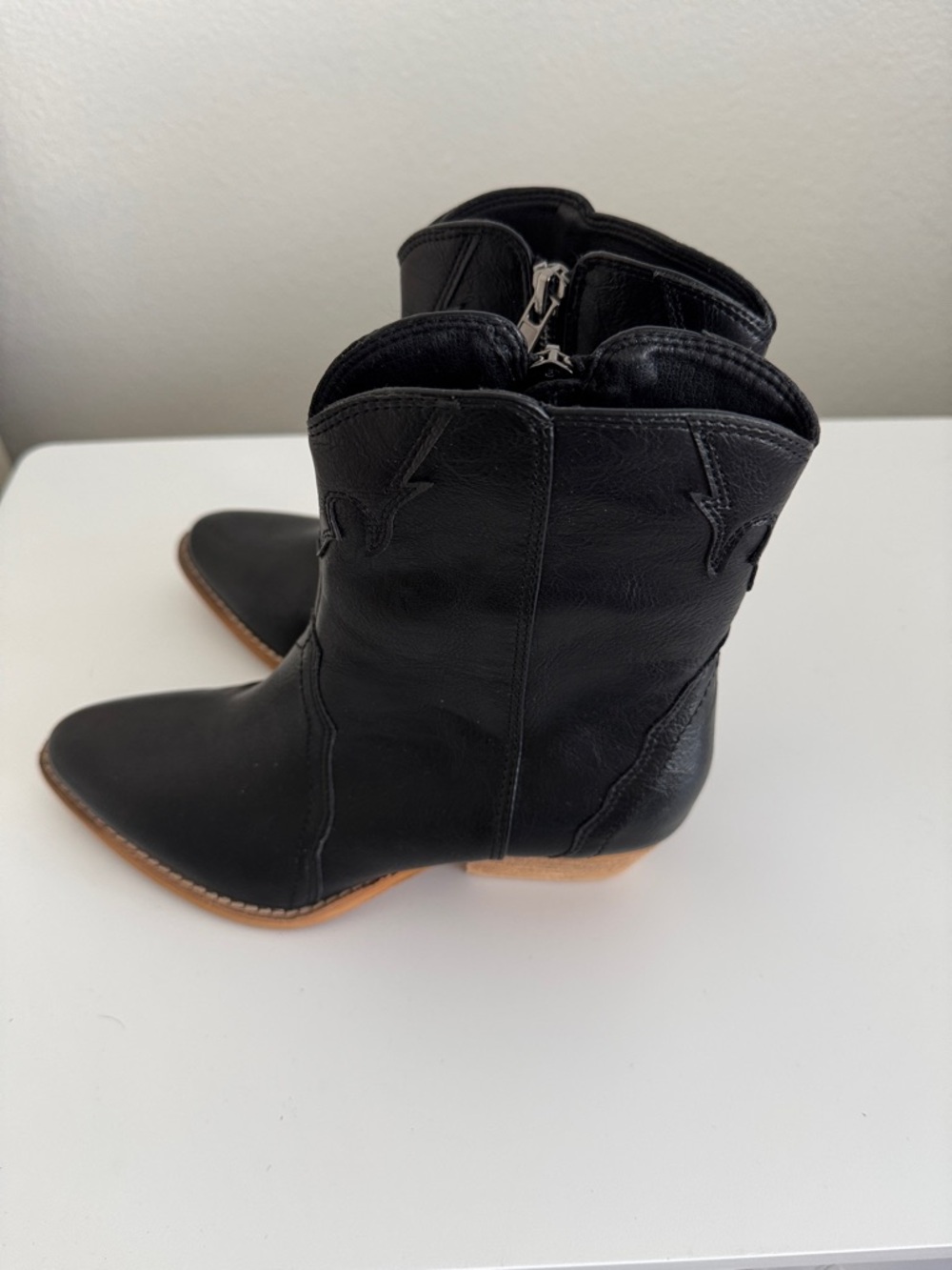 CCOCCI Black Leather Lace-Up Western Ankle Boots